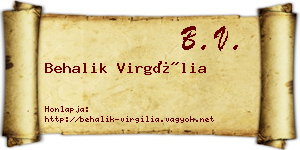 Behalik Virgília névjegykártya